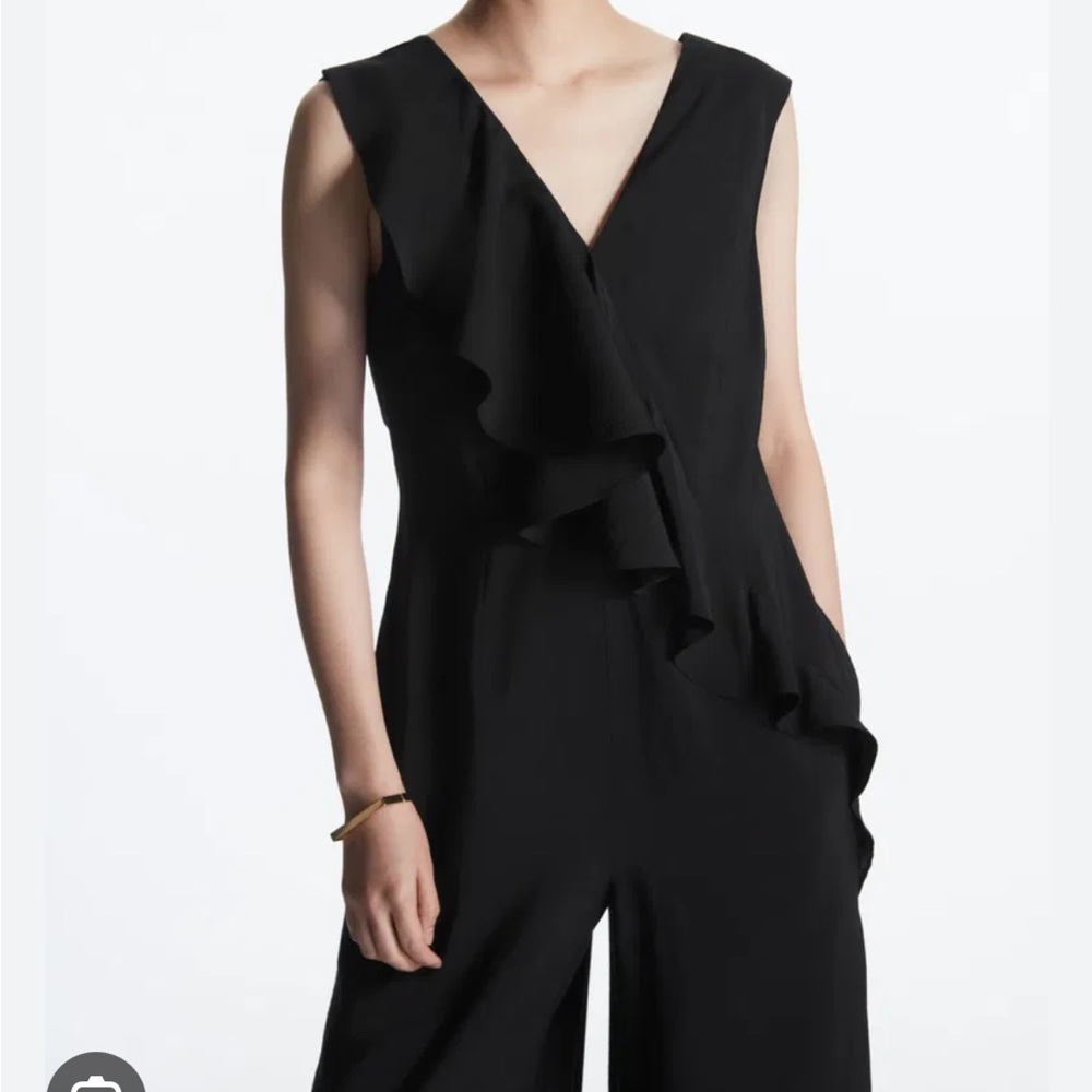 COS Black Ruffle Jumpsuit Size 2 New With Tags Classic Elegant